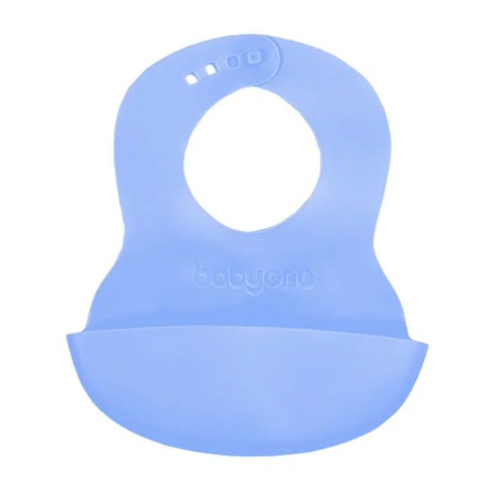 Minkštas seilinukas kūdikiui su reguliuojamu užsegimu, mėlynas