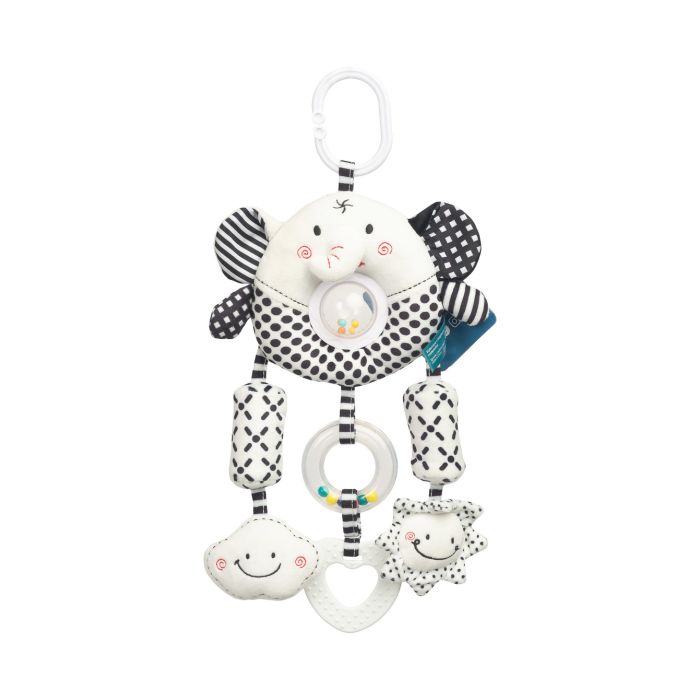 Pakabinamas žaislas kūdikiui  "Elephants black & white" 