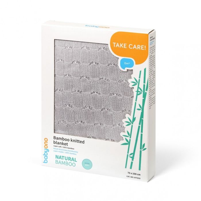Megztas bambukinis pledukas kūdikiui  75x100 cm grey