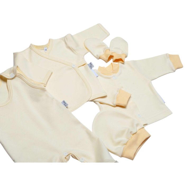 Kūdikio kraitelis - drabužėliai naujagimiui "Blank yellow" 5 dalių