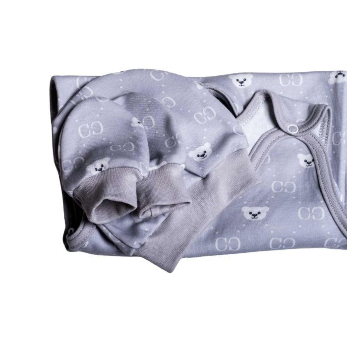 Kūdikio kraitelis - drabužėliai naujagimiui "Bear glamour grey" 5 dalių 