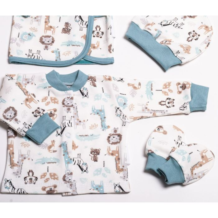 Kūdikio kraitelis - drabužėliai naujagimiui "Jungle iceberg" 5 dalių 