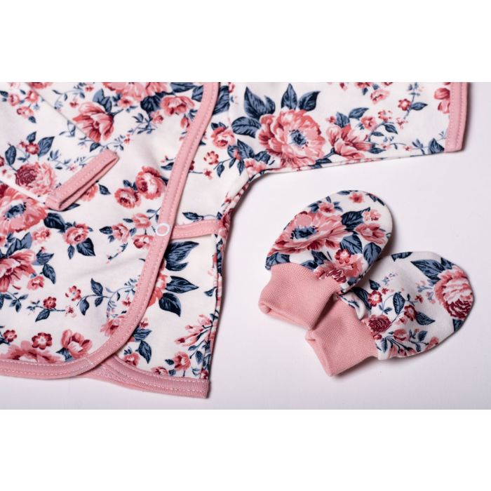 Kūdikio kraitelis - drabužėliai naujagimiui "Flora" 5 dalių 