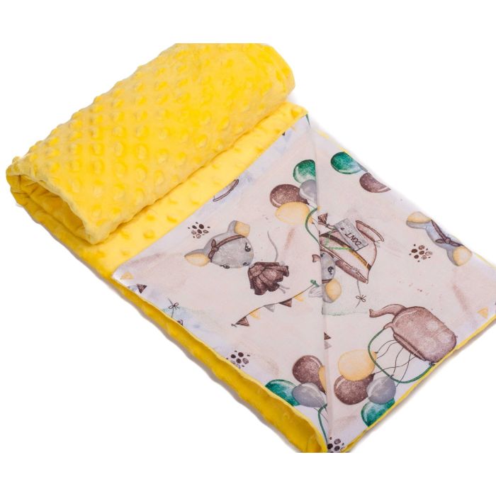 Pledas kūdikiui "Mouse" 100x75cm  geltonos spalvos