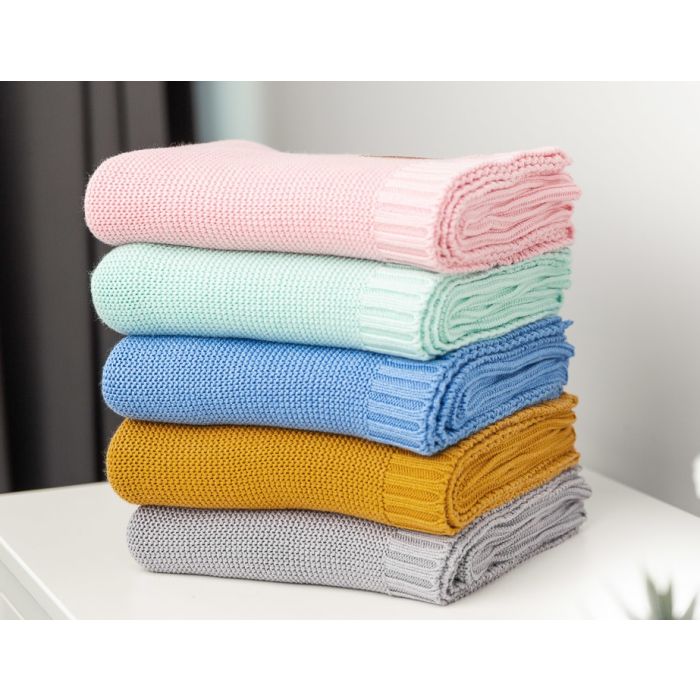 Megztas pledukas kūdikiui "Bamboo" 100x80 pilkas