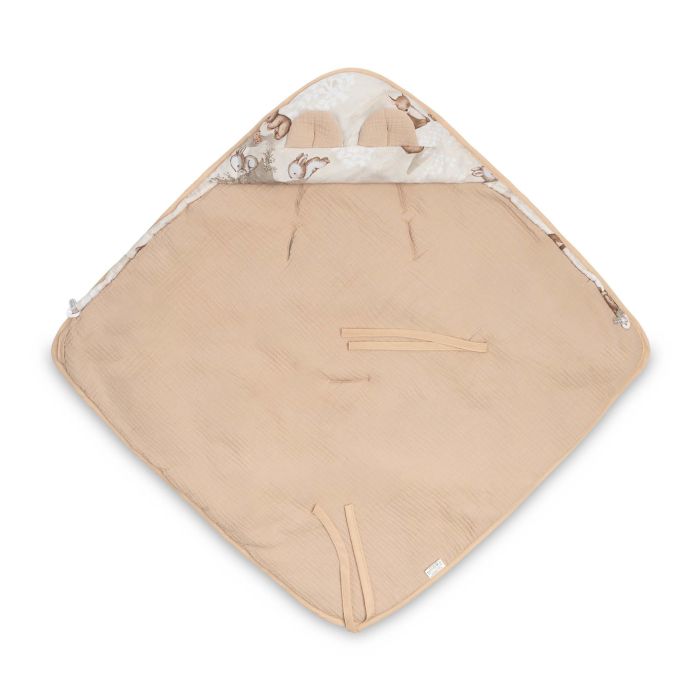 Muslino pledas automobilinei kėdutei "SOUL FRIENDS" 90x90 cm beige