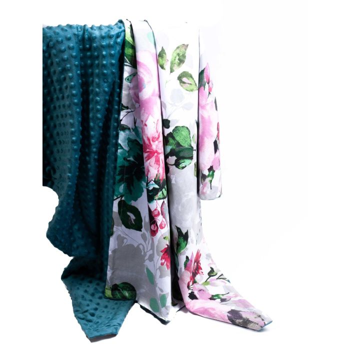 Pledas kūdikiui "Flowers" 100x75cm  smaragdo spalvos