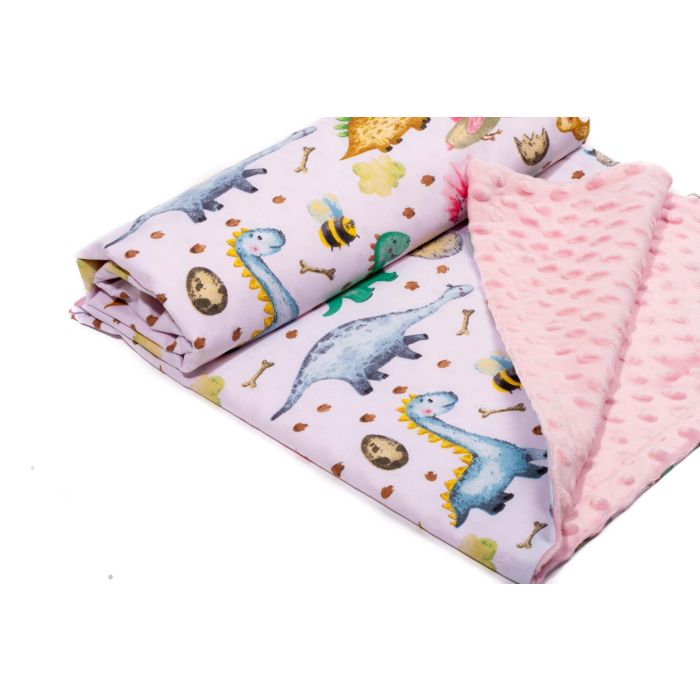 Pledas kūdikiui "Dino" 100x75cm  rožinės spalvos
