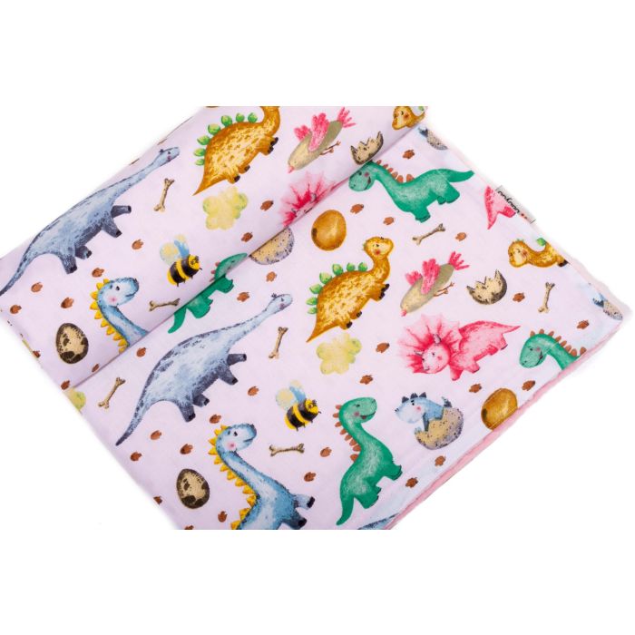 Pledas kūdikiui "Dino" 100x75cm  rožinės spalvos
