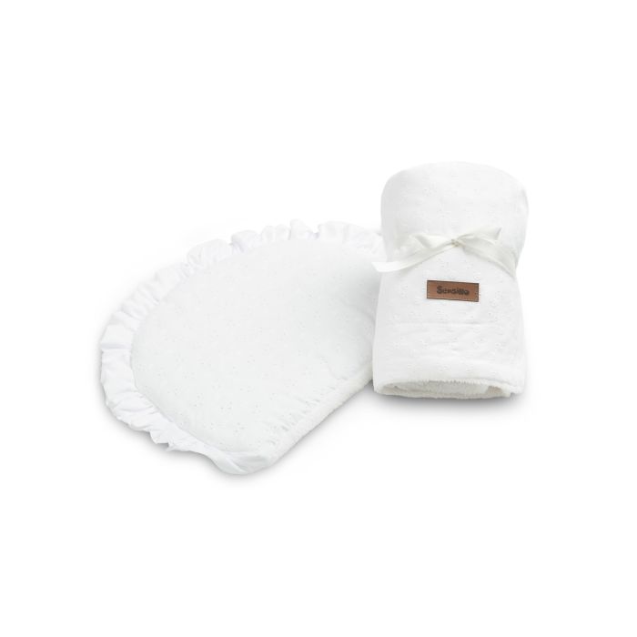 Pledas kūdikiui  su pagalve "Soft cloud" 98x78cm baltos spalvos