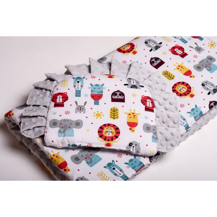 Pledukas kūdikiui "Zoo" su pagalve, pilkas 
