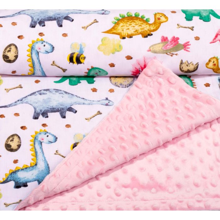 Pledas kūdikiui "Dino" 100x75cm  rožinės spalvos
