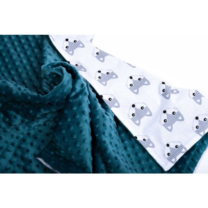 Pledas kūdikiui "Fox" 100x75cm  smaragdo spalvos