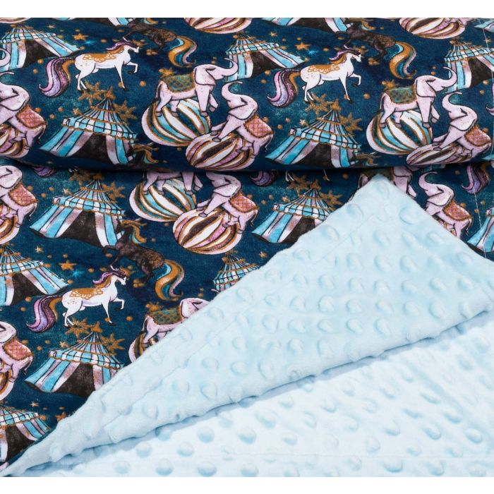 Pledas kūdikiui "Circus" 100x75cm  melsvas