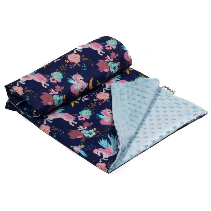 Pledas kūdikiui "UNICORNS" 100x75cm  melsvas