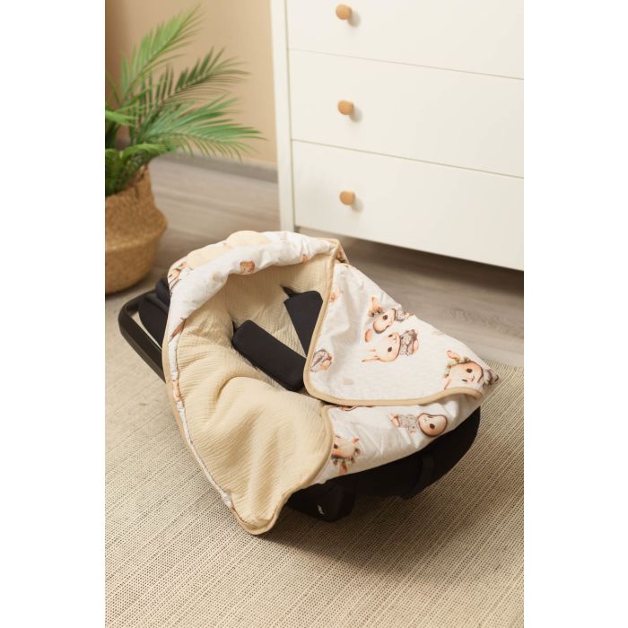 Muslino pledas automobilinei kėdutei "Lissie" 90x90 cm beige