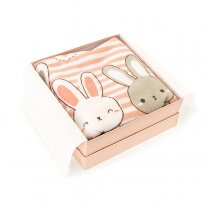 Minkštas veliūrinis pledas kūdikiui "BUNNIES" 80x100 cm 