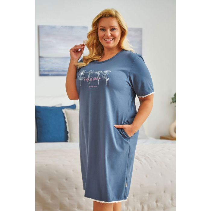  Naktiniai moterims "Lady of flowers" deep blue L-3XL