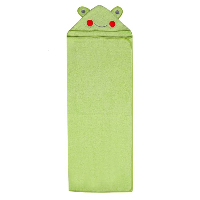 Rankšluostis kūdikiui "Frog" su gobtuvu 100x120cm žalias
