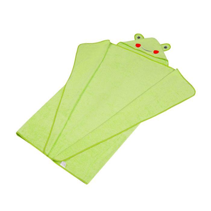 Rankšluostis kūdikiui "Frog" su gobtuvu 100x120cm žalias