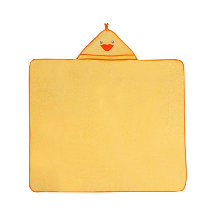Rankšluostis kūdikiui "Duck" su gobtuvu 100x120cm geltonas