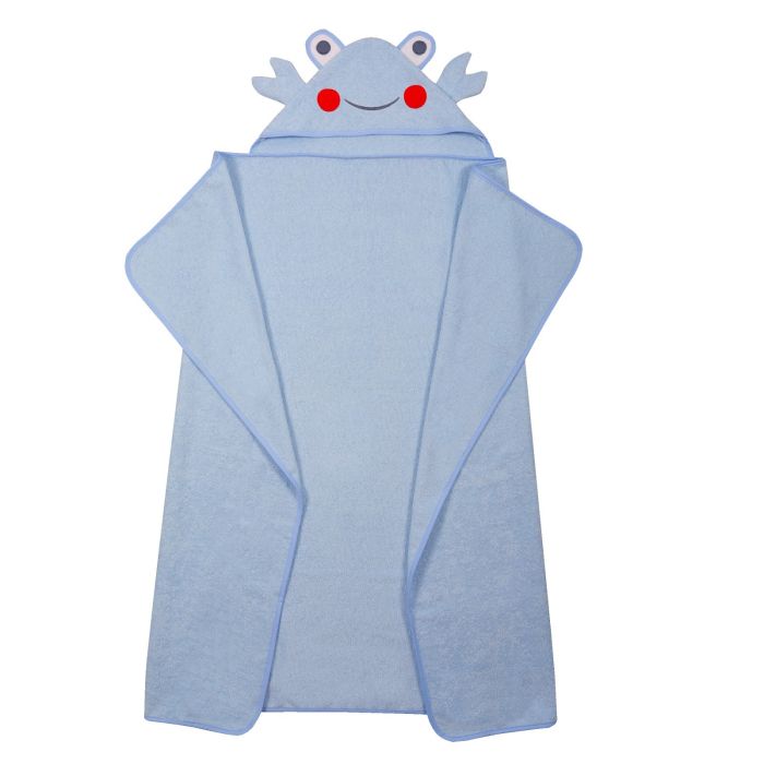 Rankšluostis kūdikiui "Crab" su gobtuvu 100x120cm melsvas 