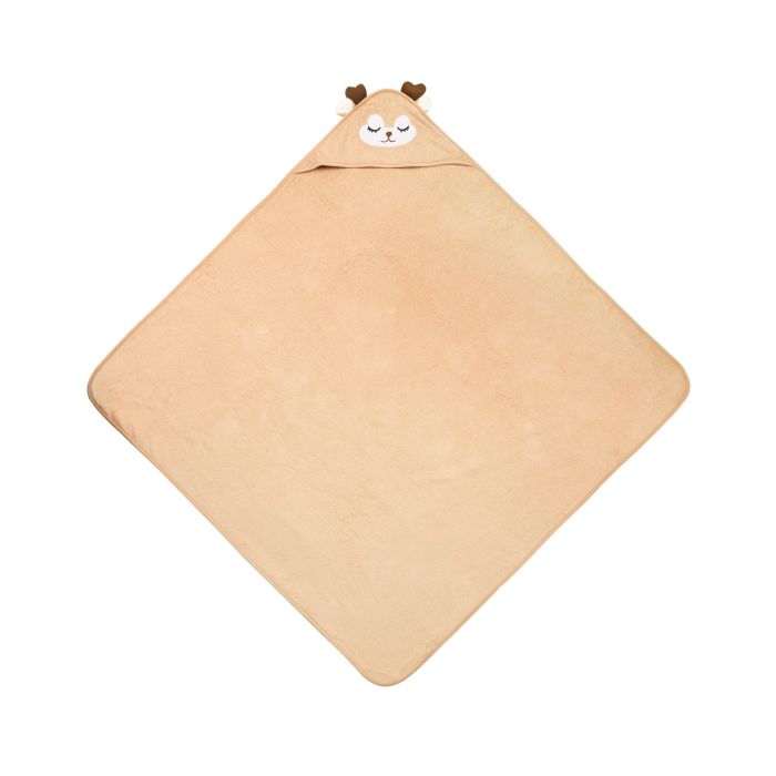 3D Rankšluostis kūdikiui "Brown deer" su gobtuvu 100x100cm "frotte" 