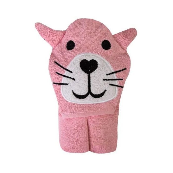 Rankšluostis kūdikiui "Jimmy" su gobtuvu 80x80 cm rožinės spalvos