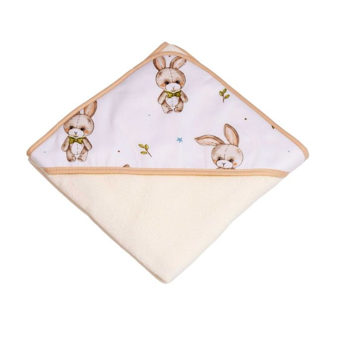 Rankšluostis kūdikiui "Cotton tail" su gobtuvu 80x80 cm "frotte" 