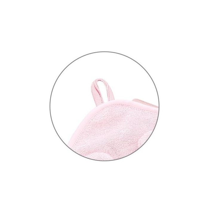 Bambukinis rankšluostis kūdikiui "Mouse pink" su gobtuvu 100x100 cm