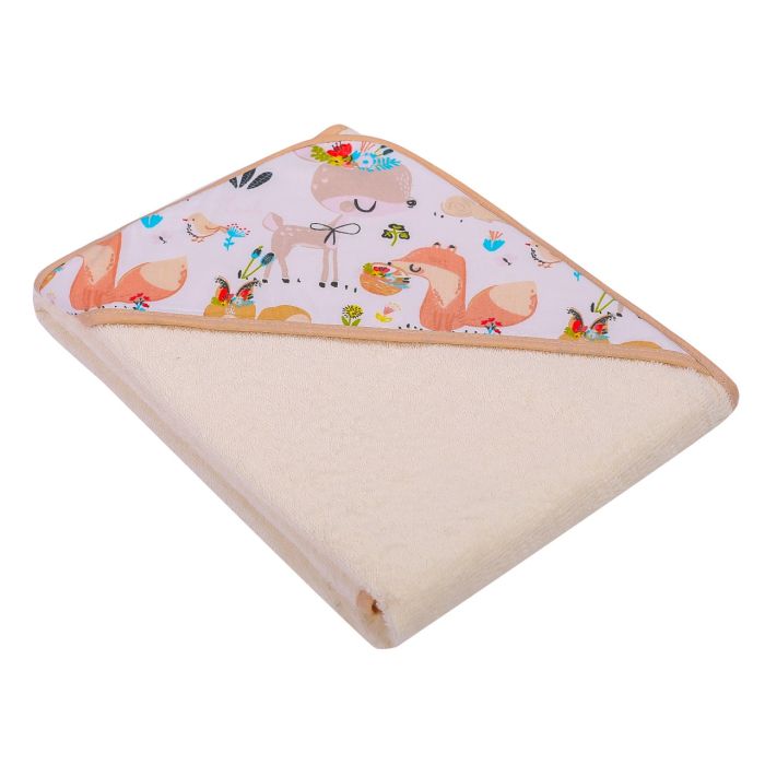 Rankšluostis kūdikiui "Best friends" su gobtuvu 100X100 cm