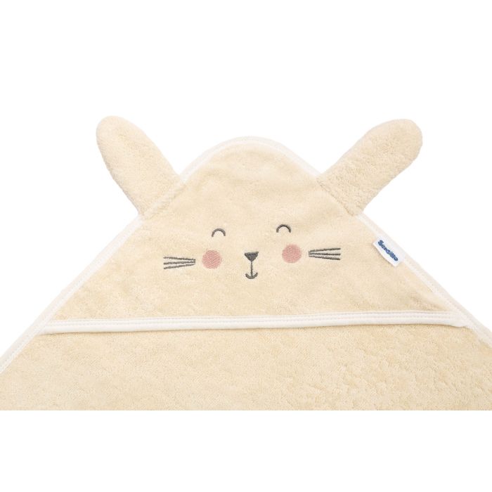 Rankšluostis kūdikiui "BUNNY" su gobtuvu 90X90 cm ecru