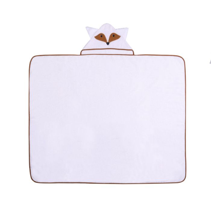 Rankšluostis kūdikiui "FOX" su gobtuvu 100x120cm baltas
