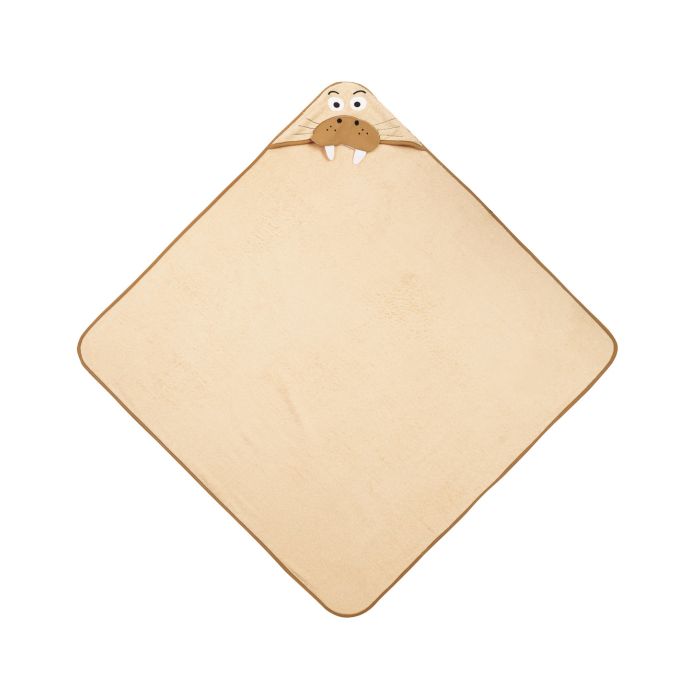 3D Rankšluostis kūdikiui "Seal" su gobtuvu 100x100cm "frotte" bež.sp.