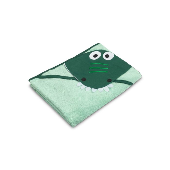 3D Rankšluostis kūdikiui "Croco" su gobtuvu 100x100cm "frotte" žalias