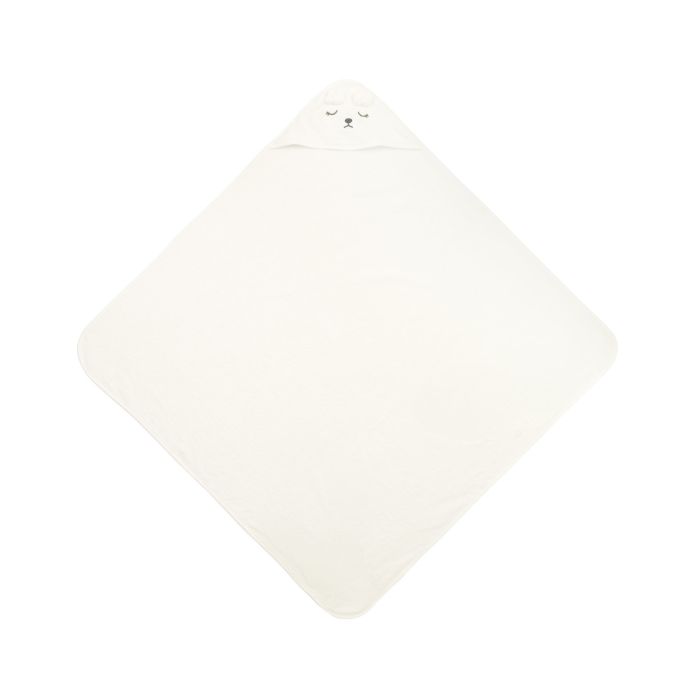 3D Rankšluostis kūdikiui "White bear" su gobtuvu 100x100cm "frotte" 