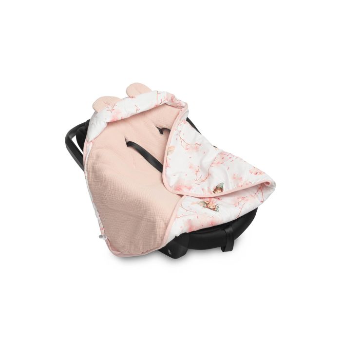 Muslino pledas automobilinei kėdutei "Fairies" 90x90 cm pink