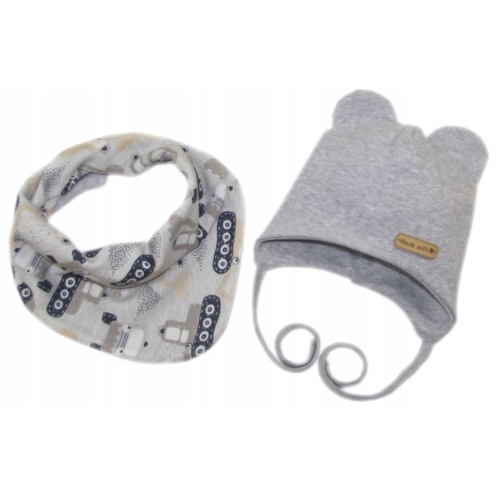 Kepurytė ir kaklaskarė kūdikiui "Love" - Grey