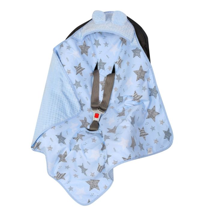 Pledas - vokelis automobilinei kėdutei "Blue stars" 80x80 cm melsvas