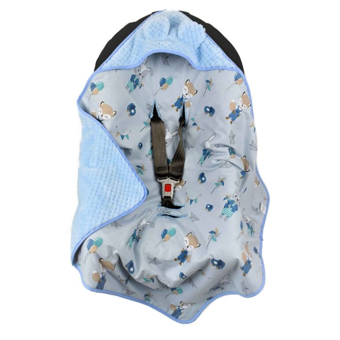 Pledas - vokelis automobilinei kėdutei "Sugarland" 80x80 cm melsvas