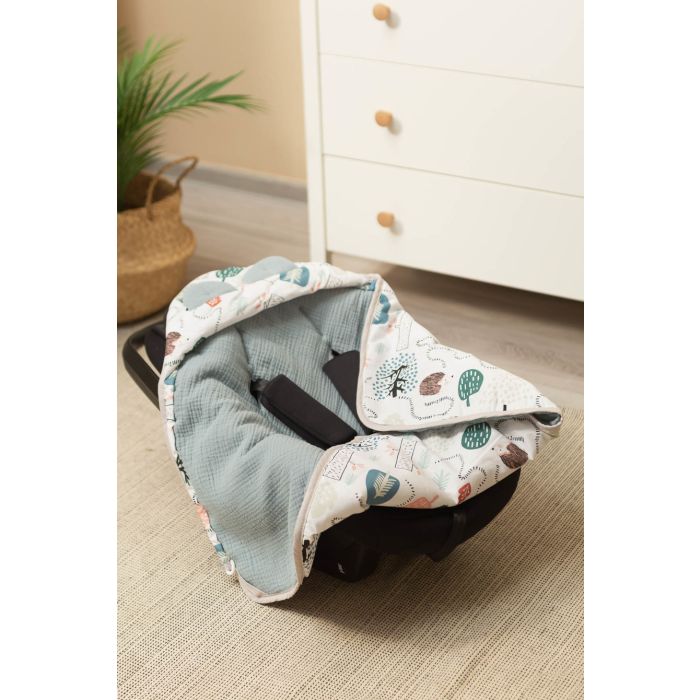 Muslino pledas automobilinei kėdutei "ARCHIE" 90x90 cm green