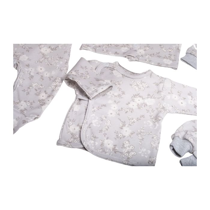 Kūdikio kraitelis - drabužėliai naujagimiui "Gentle story " 5 dalių pilkas