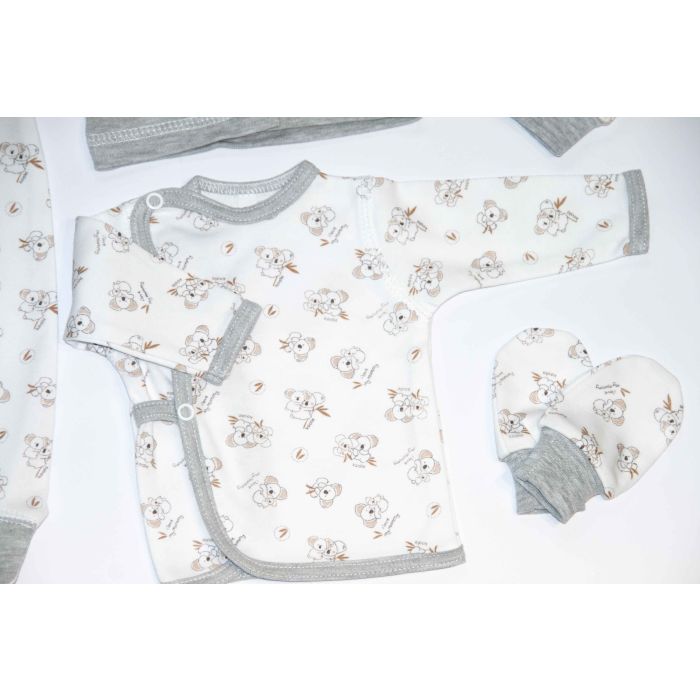 Kūdikio kraitelis - drabužėliai naujagimiui "Koala" 5 dalių pilkas