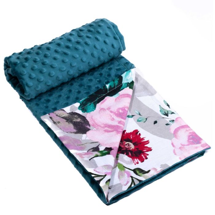 Pledas kūdikiui "Flowers" 100x75cm  smaragdo spalvos