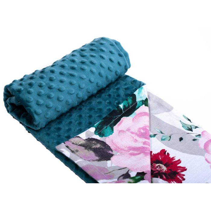 Pledas kūdikiui "Flowers" 100x75cm  smaragdo spalvos