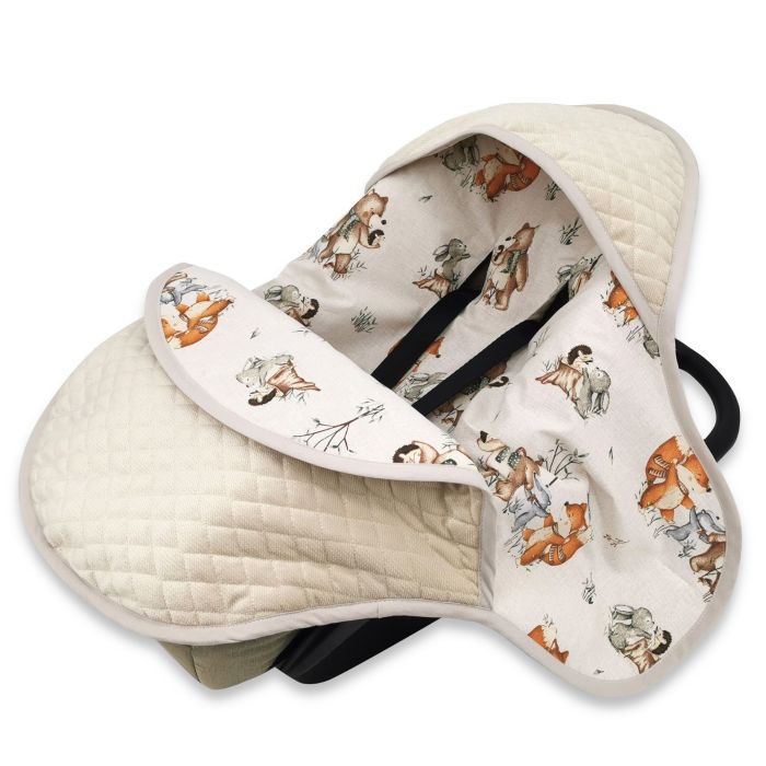 Pledas vokelis automobilinei kėdutei "Forest family beige" 