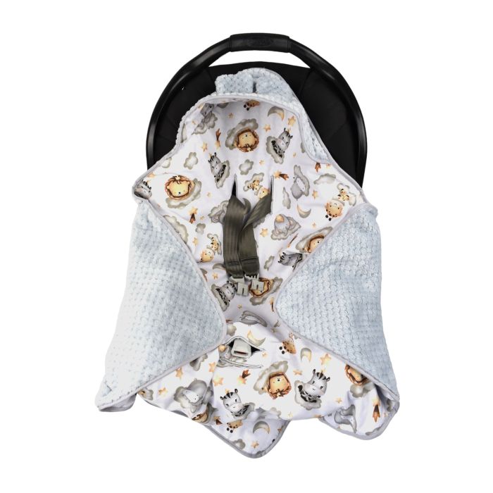 Pledas vokelis automobilinei kėdutei 80x80 cm "Keep dreaming" pilkas