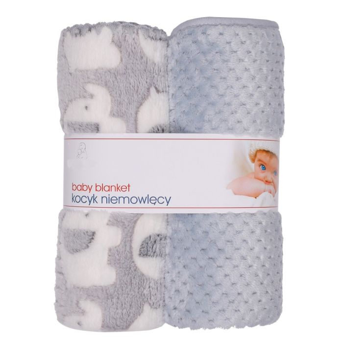 Pledai kūdikiams "DUO ELEPHANTS" 80x90 pilki, 2vnt