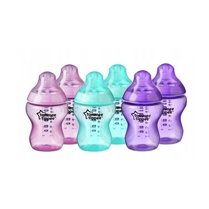 Tommee Tippee buteliukų rinkinys su žinduku 0m+ spalvoti 260ml 6vnt