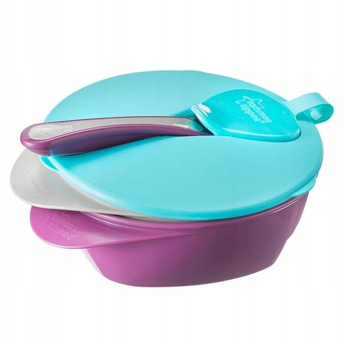 Tommee Tippee 2 dubenėliai su dangteliu ir šaukštu